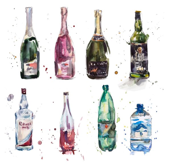 Бокал акварелью