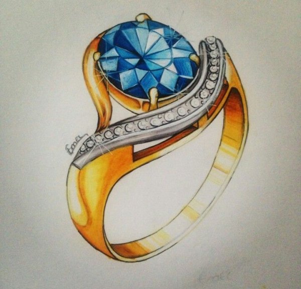 Эскиз ювелирного изделия в цвете