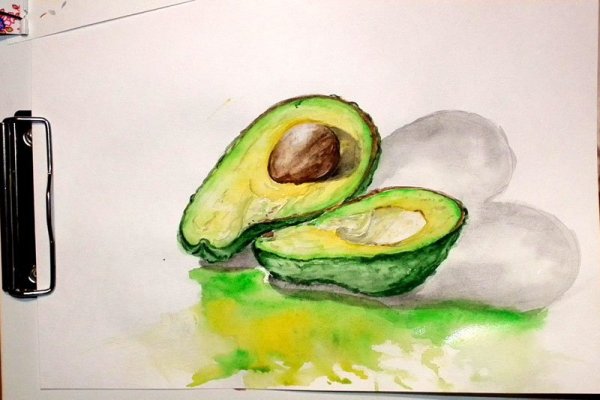 Авокадо акварельными карандашами