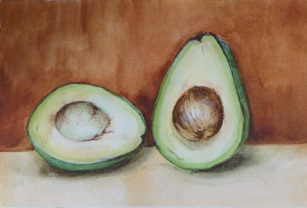 Авокадо акварельными карандашами