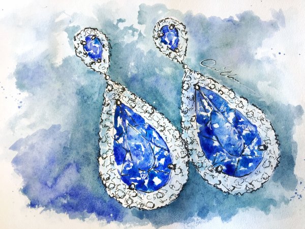 Сережки акварель