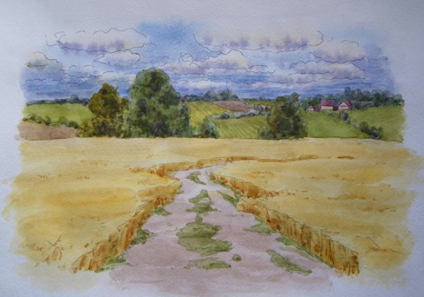 Русское поле акварель