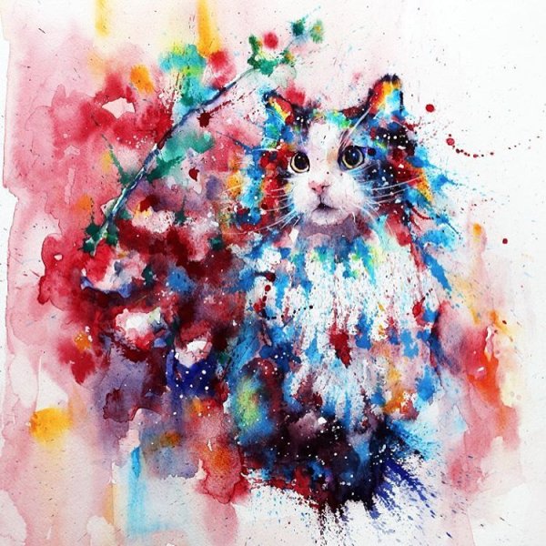 Коты акварелью