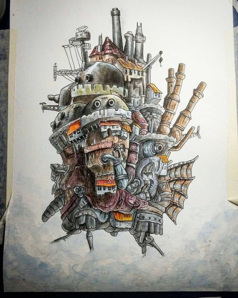 Миядзаки скетчи Ходячий замок