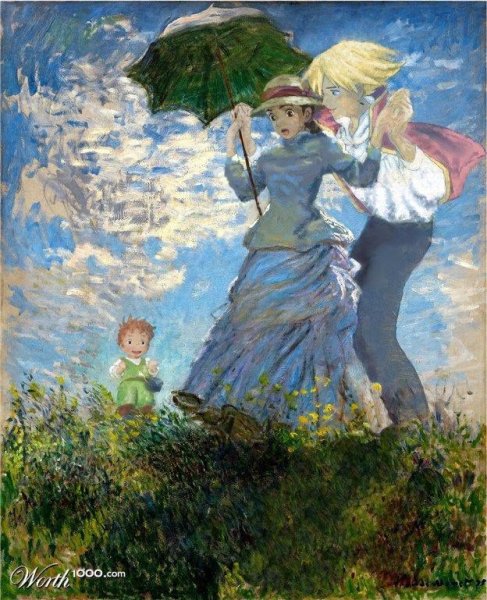 Ходячий замок Хаула арт акварелью