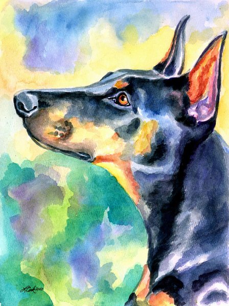 Собачка акварель