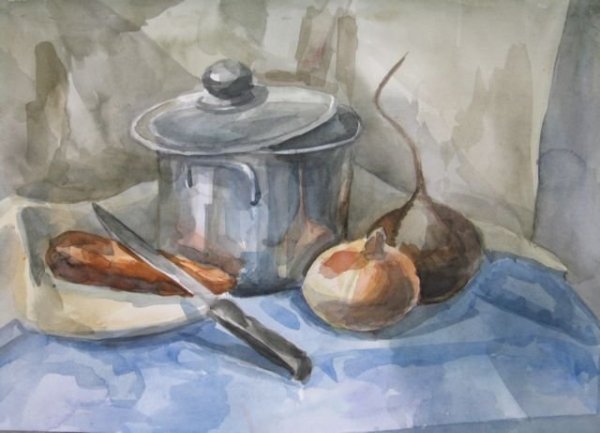Бытовые предметы акварелью