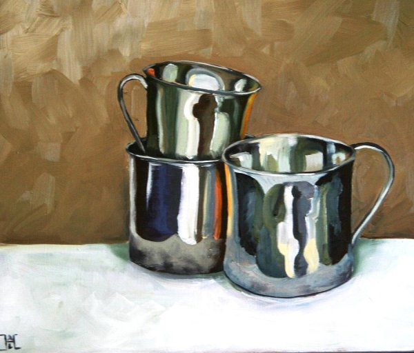 Металлические предметы гуашью