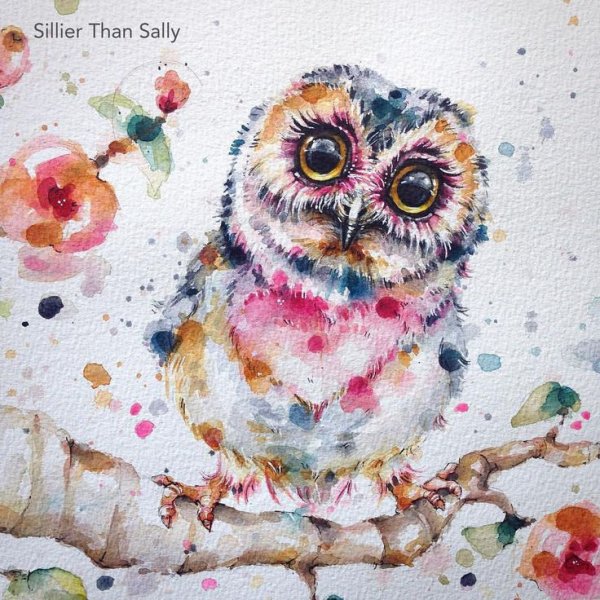 Совушка акварель