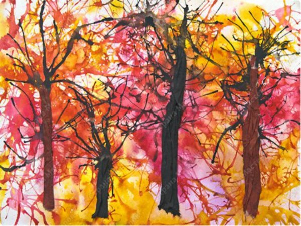 Кляксография техника рисования для детей осень