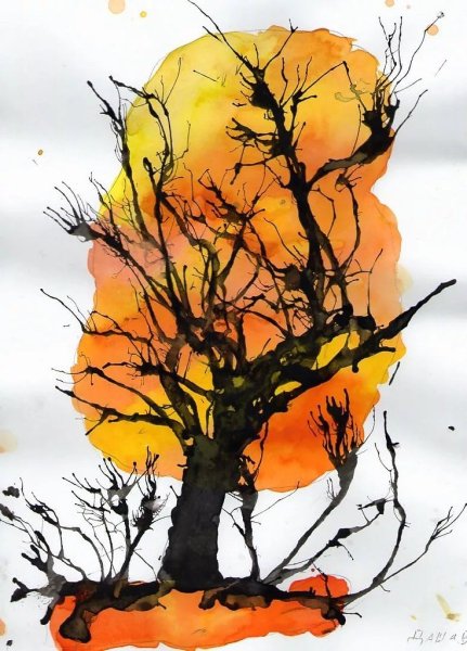 Кляксография осенний лес