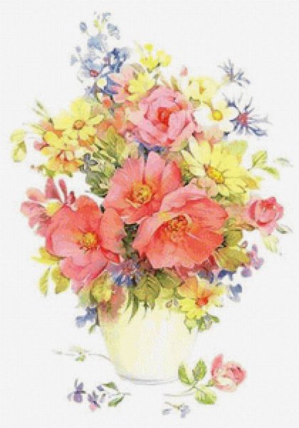 Букет цветов нарисованный акварелью
