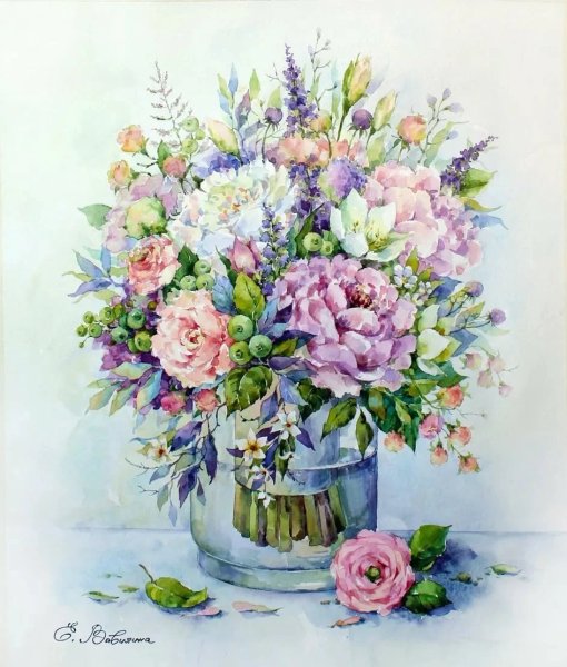 Цветы акварель художник Елена Вавилина Акварельные