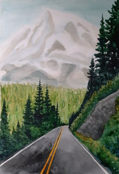 Горы акварелью