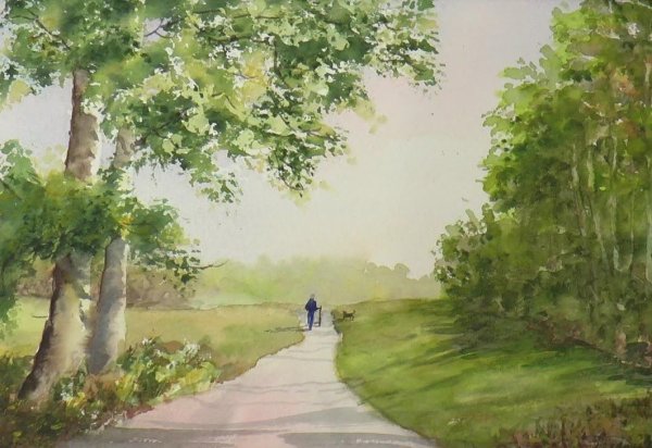 Пейзаж в перспективе акварелью