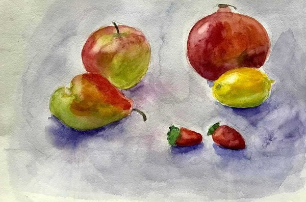 Рисование фруктов акварелью