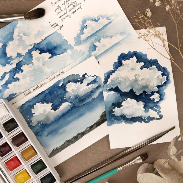 Облака гуашью