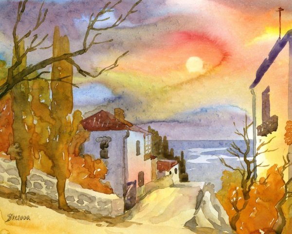 Городской пейзаж акварелью для начинающих