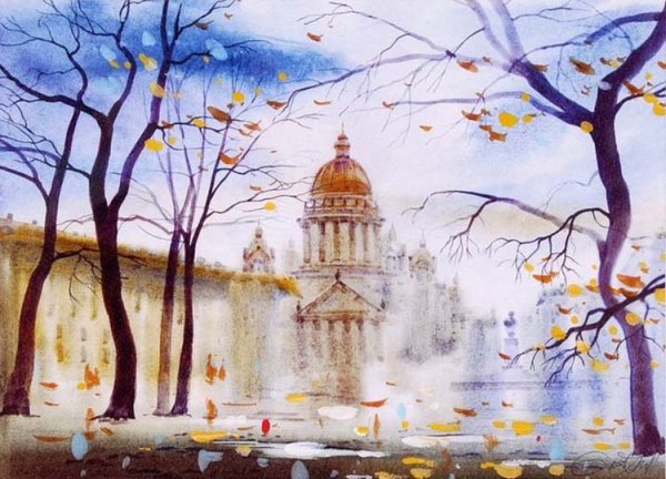 Светлана и Сабир Гаджиевы акварели осень