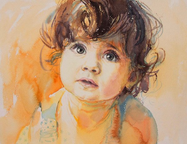 Детские портреты акварелью