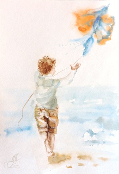 Мальчик акварель