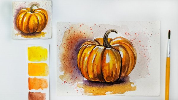 Референс тыквы акварелью