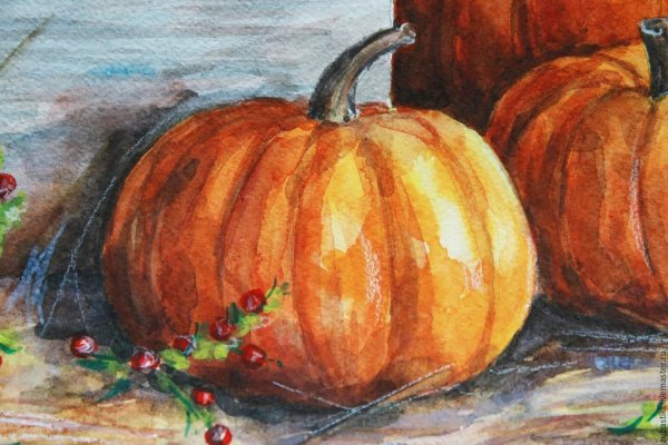 Нарисовать тыкву цветными карандашами