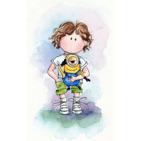 Мальчик и девочка акварель