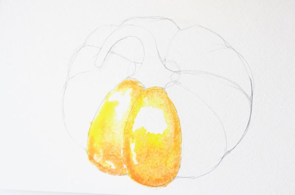 Тыква цветными карандашами