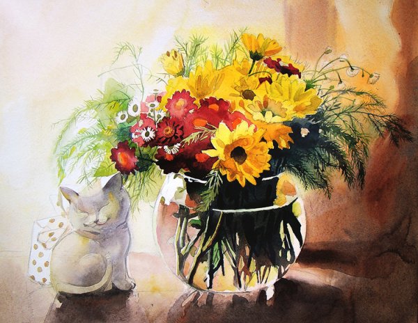 Букет осень акварель