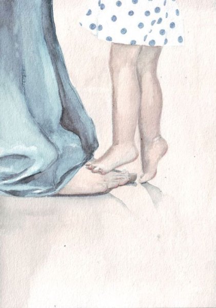 Отец и дочь акварель