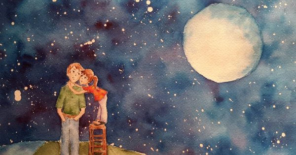 Картина акварель папы