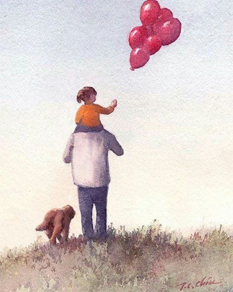 Картина папа с дочкой