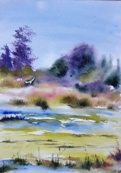 Пейзаж акварелью