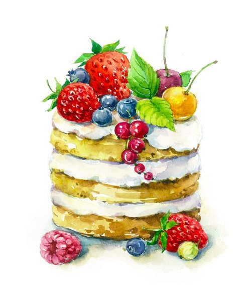 Торт акварель