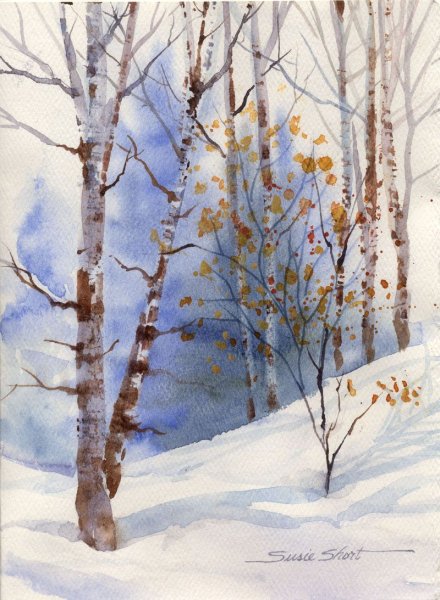 Николай Солодов акварель зима Весна