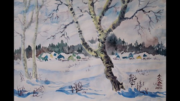 Зима акварелью для детей 5 лет