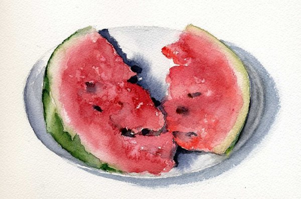 Акварельный скетчинг Арбуз