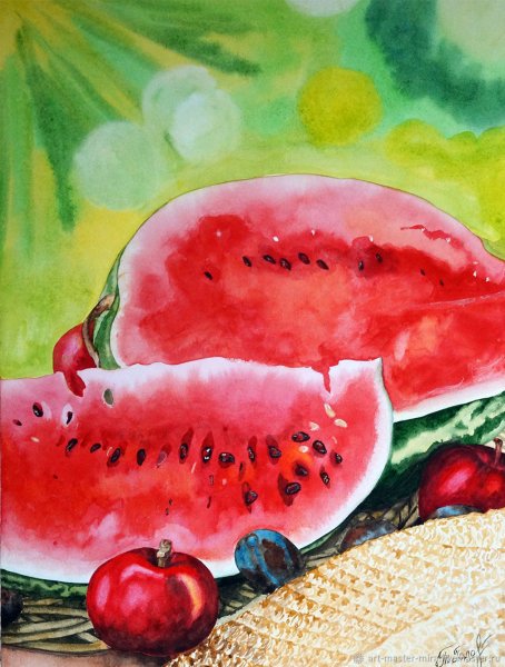 Этюды пленэр акварель Арбуз