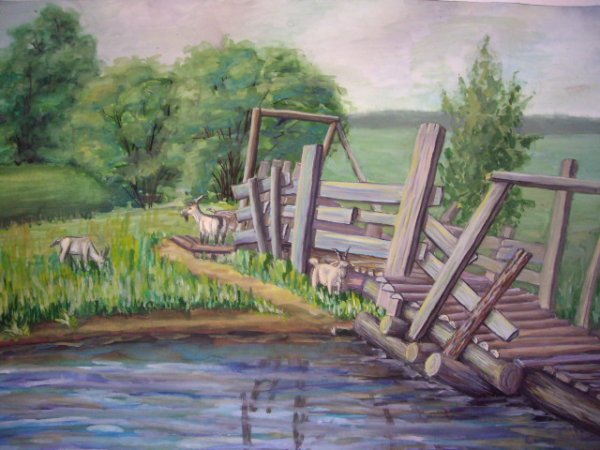 Рисуем мостик через речку