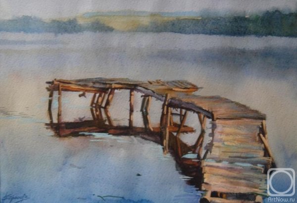 Деревянный мост акварель