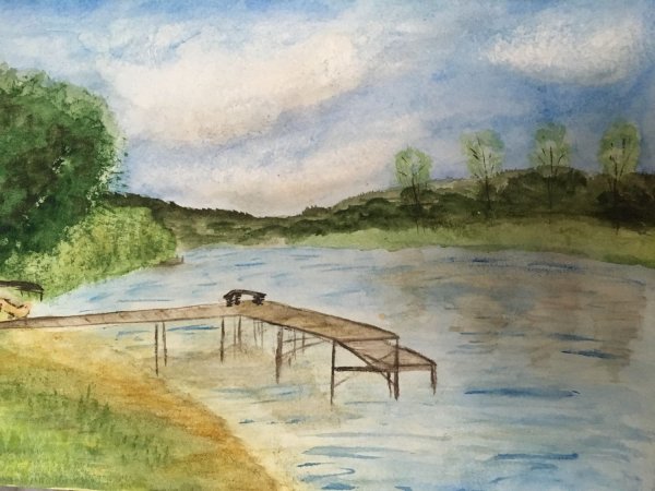 Мостки акварель