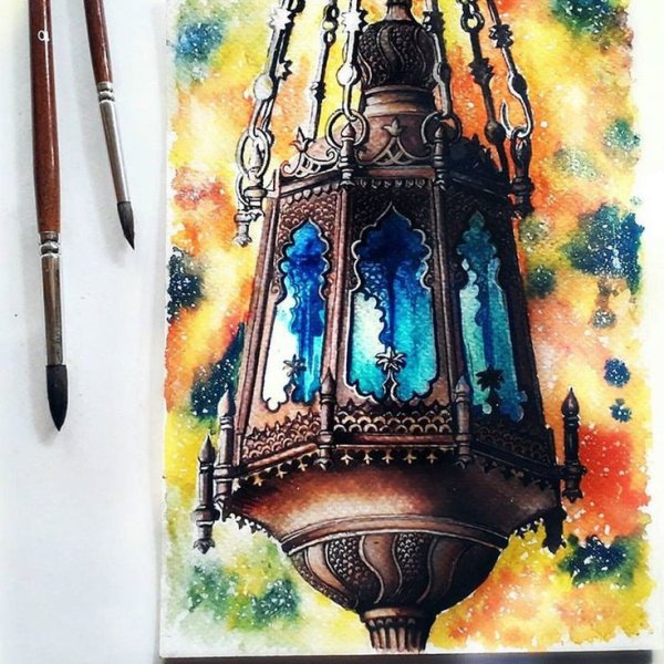Юлия Барминова акварель фонарь