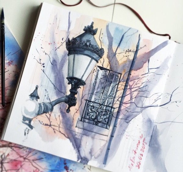 Акварельные фонари