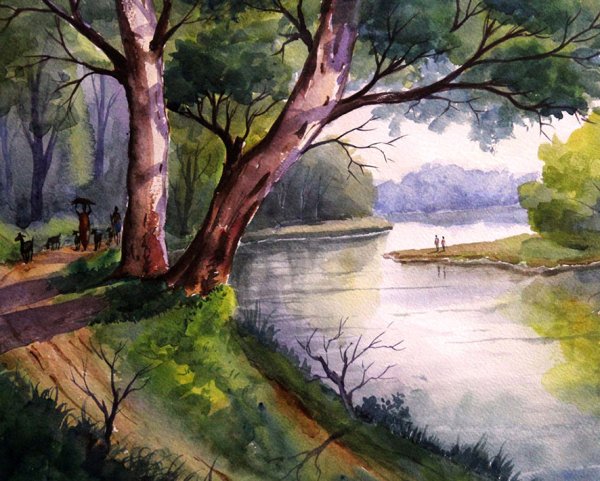 Акварель пейзажи природы