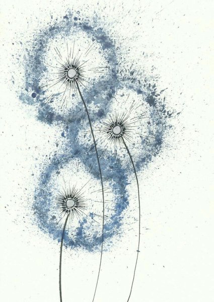 Одуванчик на акварельном фоне