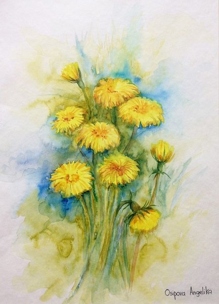 Акварель на белом фоне