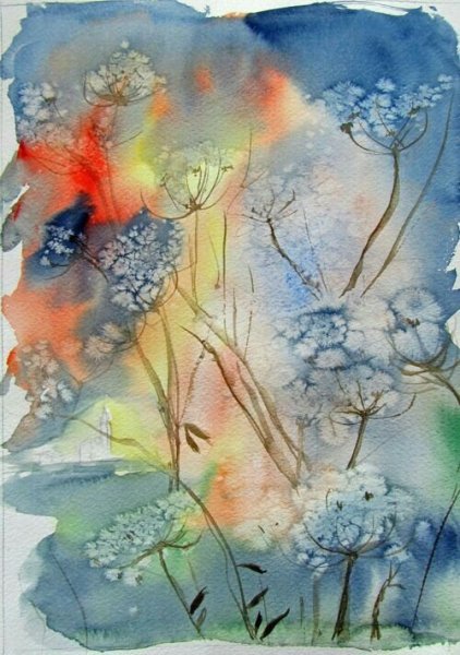 Акварельные работы в смешанной технике рисования