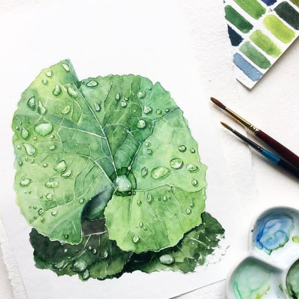 Акварель с каплями