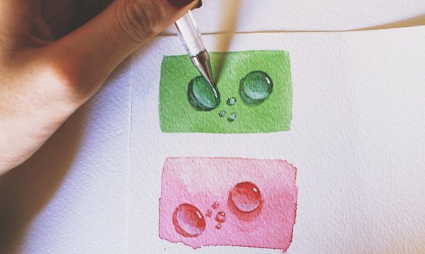 Капли акварельным карандашом